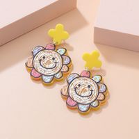Fashion New Cute Printed Sun Smiley Face Contrast Color Flower Acrylic Earrings main image 6