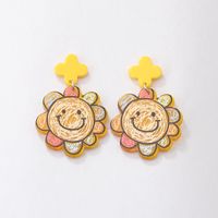 Fashion New Cute Printed Sun Smiley Face Contrast Color Flower Acrylic Earrings main image 8