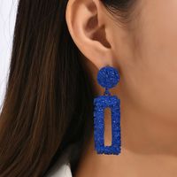 Fashion Geometry Rectangle Frosted Embossed Metal Stud Earrings main image 1