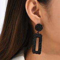 Fashion Geometry Rectangle Frosted Embossed Metal Stud Earrings main image 3