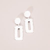 Fashion Geometry Rectangle Frosted Embossed Metal Stud Earrings main image 4