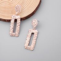 Fashion Geometry Rectangle Frosted Embossed Metal Stud Earrings main image 8