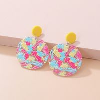 Fashion New Cute Printed Sun Smiley Face Contrast Color Flower Acrylic Earrings sku image 1