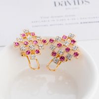 Fashion Style Alloy Gold-plated Colorful Square Crystal Stud Earrings main image 6