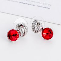 Fashion Round Alloy Gold Plated Crystal Stud Earrings main image 3