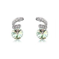 Fashion Round Alloy Gold Plated Crystal Stud Earrings sku image 2