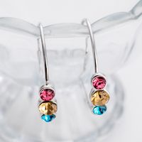 Mode Contraste Couleur Strass Grand Cercle Alliage Boucles D'oreilles main image 3