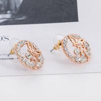 Fashion Flower Butterfly Gold Plated Crystal Stud Earrings main image 3