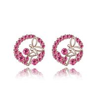 Fashion Flower Butterfly Gold Plated Crystal Stud Earrings sku image 5