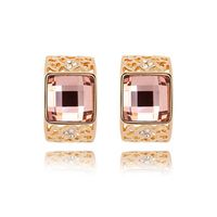 Vintage Square Color Crystal Alloy Gold-plated Stud Earrings sku image 4