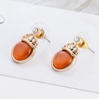 Fashion Gold-plated Crown Semicircle Opal Stone Earrings sku image 4
