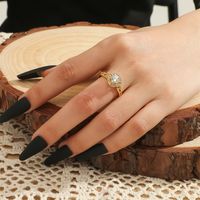 Fashion Micro Inlaid Zircon Open Adjustable Copper Ring Real Gold Plating main image 1