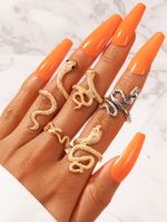 Fashion New Snake Mixed Colors Of Gold And Silver Five-piece Women's Alloy Ring Set main image 3
