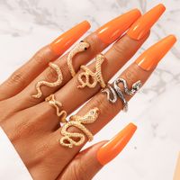 Fashion New Snake Mixed Colors Of Gold And Silver Five-piece Women's Alloy Ring Set sku image 1