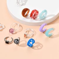 Fashion Round Resin Women's Transparency Gradient Alloy Ring main image 1