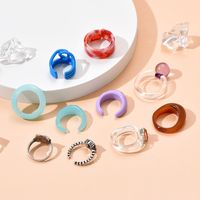 Fashion Round Resin Women's Transparency Gradient Alloy Ring main image 2