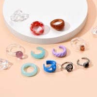 Fashion Round Resin Women's Transparency Gradient Alloy Ring main image 3