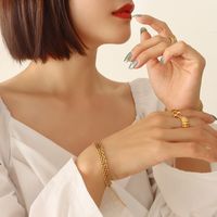 Fashion Strap Bracelet Female Geometric Titanium Steel Plated 18k Gold Hand Ornament main image 4