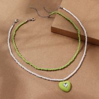 Fashion Fresh Creative Crystal Heart Shaped Bead Necklace Set sku image 1