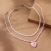 Fashion Fresh Creative Crystal Heart Shaped Bead Necklace Set sku image 2