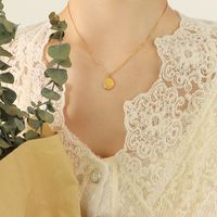 Moda Irregular Carta Ovalada Colgante Collar Mujer Titanio Acero 18k Chapado En Oro Clavícula Cadena main image 2