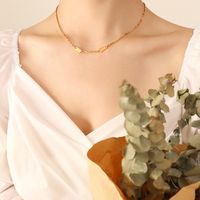 Fashion Gap Lucky Double Brand Clavicle Chain Titanium Steel Plated 18k Real Gold Necklace main image 1