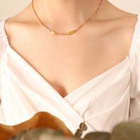 Fashion Gap Lucky Double Brand Clavicle Chain Titanium Steel Plated 18k Real Gold Necklace main image 2
