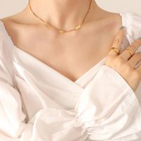 Fashion Gap Lucky Double Brand Clavicle Chain Titanium Steel Plated 18k Real Gold Necklace sku image 1
