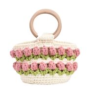 Nouveau Mode Fleur Tissé Sac À Main En Bois Portable19 * 16*5cm sku image 6