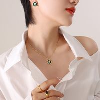 New Fashion Accessories Titanium Steel Clavicle Chain Flowers Necklace Earrings Jewelry Set main image 5