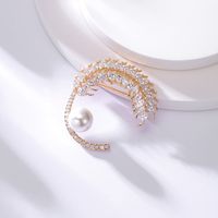 Fashion Simple New Copper Plating 18k Gold Zircon Pearl Brooch main image 2