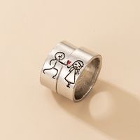Fashion Ornament Cartoon Heart Shaped Couple Geometric Letters Alloy Ring Suit sku image 1
