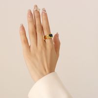 Zubehör Mode Zirkon Eingelegten Titan Stahl Gold Überzogene Geometrische Ring Armband main image 8