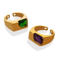 Zubehör Mode Zirkon Eingelegten Titan Stahl Gold Überzogene Geometrische Ring Armband main image 2