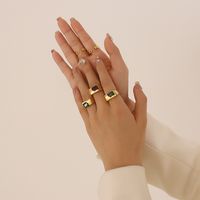 Zubehör Mode Zirkon Eingelegten Titan Stahl Gold Überzogene Geometrische Ring Armband main image 6