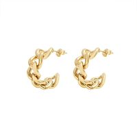 Fashion Twist Hollow C- Shaped Female Titanium Steel Plated 18k Real Gold Stud Earrings main image 2