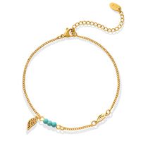 Fashion Turquoise Wings Anklet Ornament Titanium Steel Gold Plated main image 4