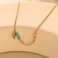 Fashion Turquoise Wings Anklet Ornament Titanium Steel Gold Plated main image 5