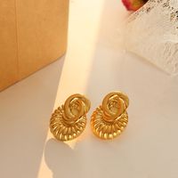 Fashion Embossed Around Stud Earrings Female Titanium Steel main image 6