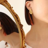 Mode Geprägte Um Stud Ohrringe Weibliche Titan Stahl sku image 2
