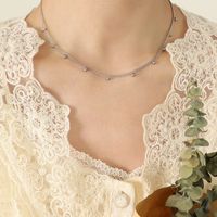 Fashion Small Bead Collarbone Necklace Women's Summer  Titanium Steel sku image 2