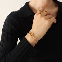 Fashion Geometric Gold Letter B Cuban Chain Bracelet Titanium Steel Gold P sku image 2