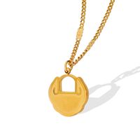 Fashion Lucky Lock Necklace Titanium Steel Plated 18k Real Gold main image 4