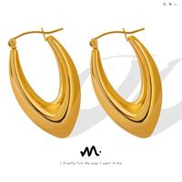 Fashion Geometric U-shaped Women's Non-mainstream Titanium Steel Gold-plated Earrings sku image 2