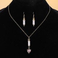 Fashion Creative New Earrings Heart Shaped Ear Hook Necklace Alloy Set Simple Jewelry sku image 1