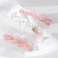 Ins Internet Chaude Douce Jeune Fille Perle Rose Shell Sirène Queue Barrettes Ensemble Délicat Strass Cheveux Accessoires sku image 1