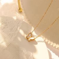 Simple Butterfly White Sea Shell Necklace Set Earrings Stud Earrings 18k Gold Titanium Steel main image 4