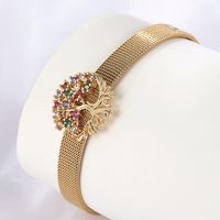 Fashion Creativity Retro Simple Copper Plating 18k Golden Zircon Tree Watch Band Bracelet main image 2