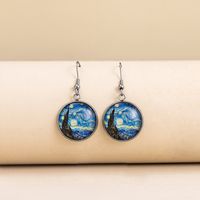 Classical Vintage Style Novelty Abstract Scenery Plating Alloy Glass Glass Earrings main image 6