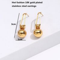 1 Piece Basic Lady Round Plating 201 Stainless Steel 18K Gold Plated Earrings sku image 1